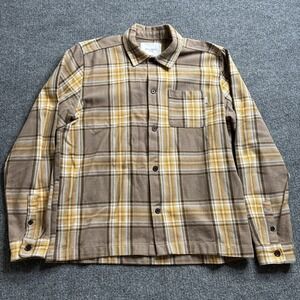 Les Deux Keanu Oxford Button-up Plaid Twill Flannel Shirt Men's Medium‎ Brown